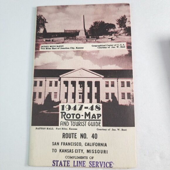 1947 Route 40 Roto-map US 40 Maps of Restaurants and Hotels SF To Kansas City - Picture 1 of 6